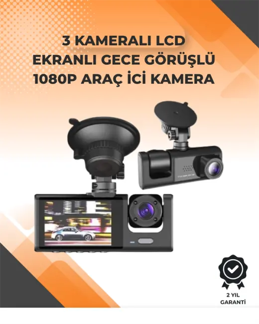 3 Kameralı Dashcam Sistem – Geri Görüş Yardımı Park Koruması ve G-Sensör