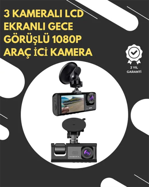 G-Sensör ve Hareket Algılama Destekli 1080p Araç İçi Güvenlik Kamerası