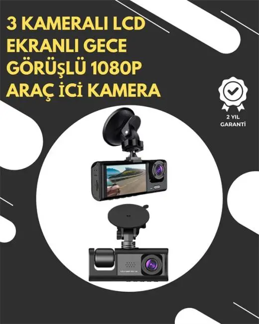 G-Sensör ve Hareket Algılama Destekli 1080p Araç İçi Güvenlik Kamerası