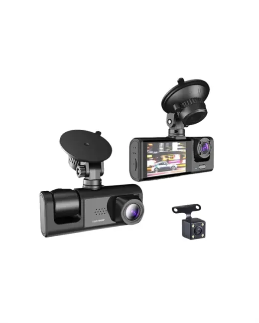 1080p Ön + 720p Arka & İç Kamera – Suya Dayanıklı Araç Güvenlik Kamerası
