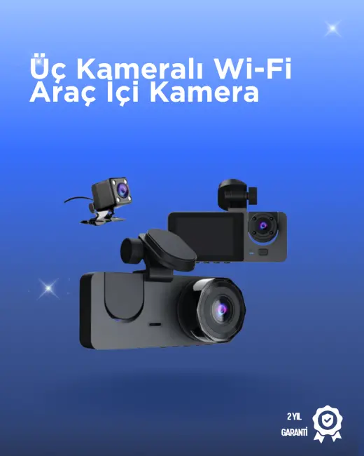 Gelişmiş G-Sensörlü Üçlü Araç Kamerası – 5” LCD Ekran ve Hareket Algılama
