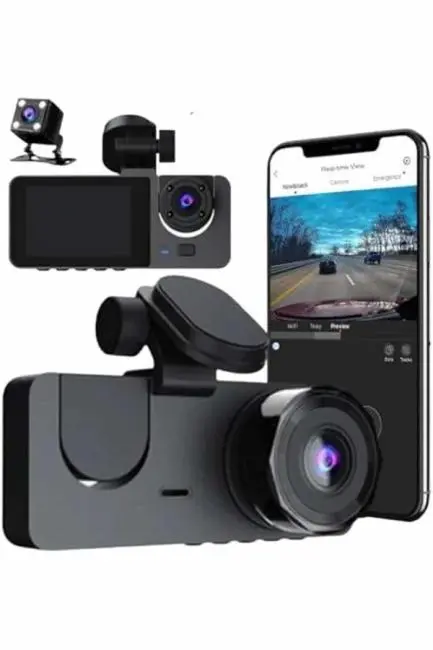 3 Kameralı 2 İnç 1080P Araç İçi Kamera Sürüş Kamerası CarPlay