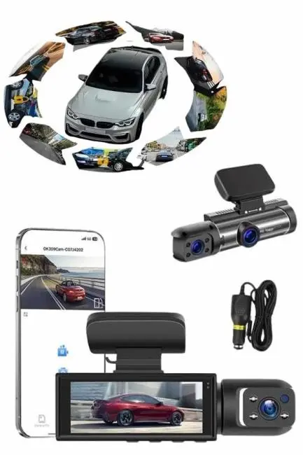 Video ve Fotoğraf Kaydedici Sürüş Kamerası Ön ve Arka Çift Kameralı