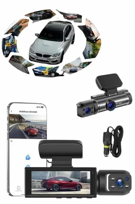 Video ve Fotoğraf Kaydedici Sürüş Kamerası Ön ve Arka Çift Kameralı