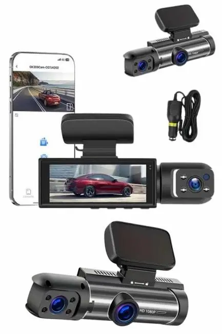 Araç Kamerası Black Box Çift Kameralı Ekranlı Full HD Sürüş Kamerası