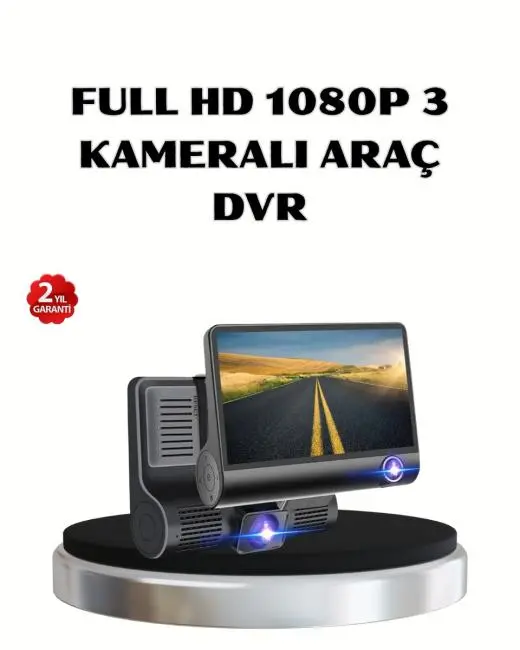 Full HD Araç Kamerası 3’lü 4.0” Ekranlı ve HDR Gece Görüşlü