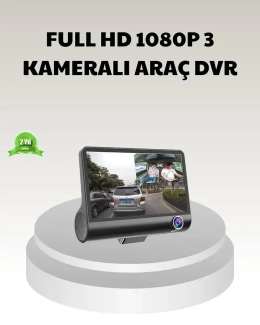 Araç DVR Kamerası 3’lü 170° Geniş Açılı Full HD ve Park Destekli