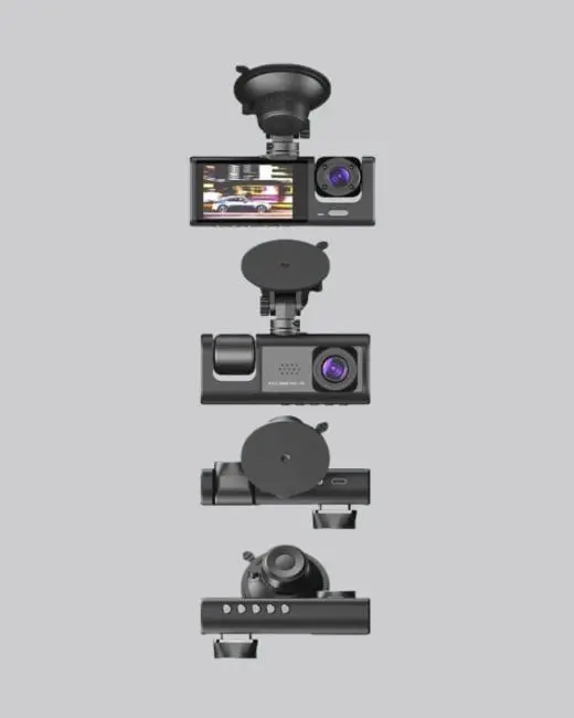Üç Kameralı Araç DVR Full HD Gece Görüşlü ve 2 inç IPS Ekranlı