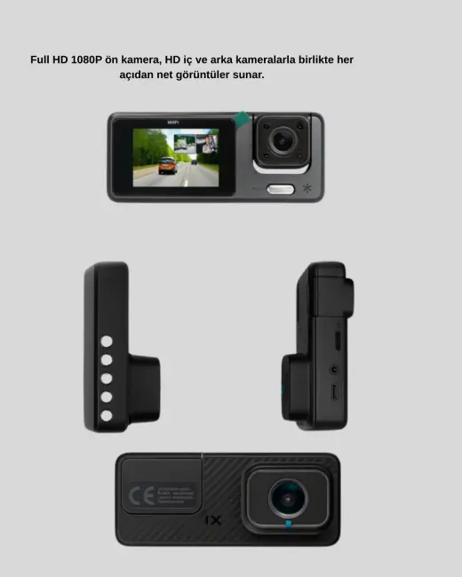 Full HD 3'lü Araç Kamerası Geri Görüş Destekli Park Modlu 1080P DVR