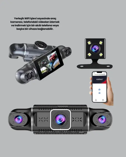 1080P 4 Kanallı Araç Kamerası GPS + WiFi + G Sensör Destekli