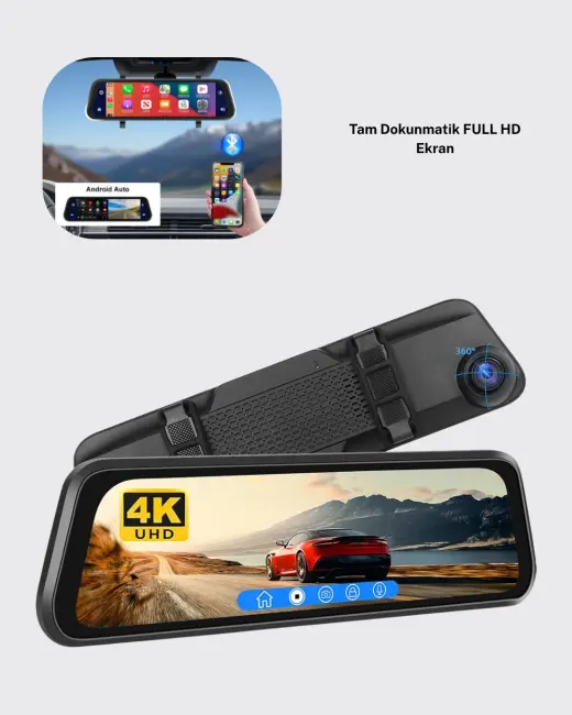 1080P Çift Kameralı Dokunmatik Dikiz Aynası G Sensörlü