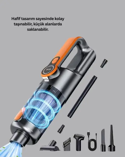 Taşınabilir Şarjlı El Süpürgesi Çok Yönlü Temizlik 5 Başlıklı Numaratör Hediyeli