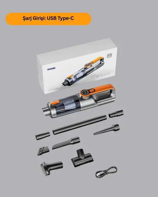 Taşınabilir Şarjlı El Süpürgesi Çok Yönlü Temizlik 5 Başlıklı Numaratör Hediyeli