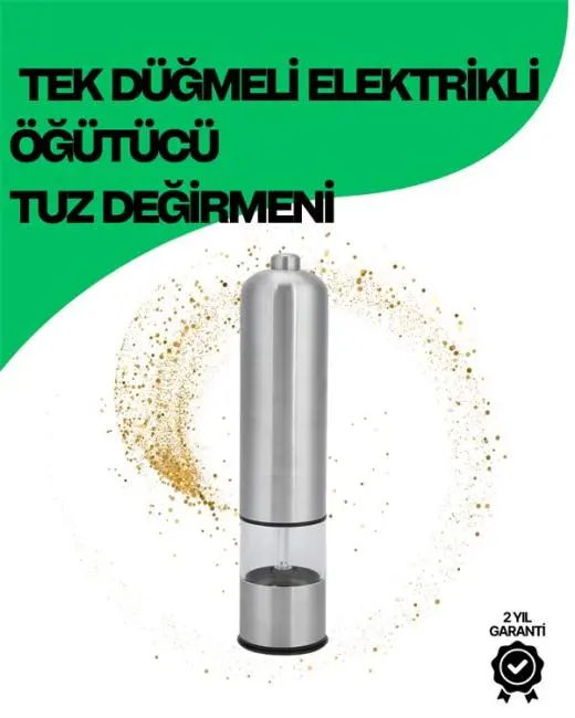 Şeffaf Hazneli Elektrikli Tuz Karabiber Öğütücü Pilli Taşınabilir Mutfak Aleti