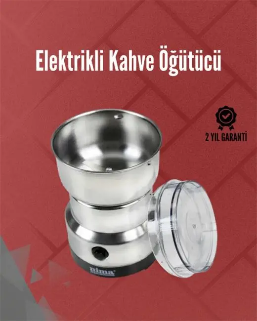 Paslanmaz Çelik Elektrikli Kahve Değirmeni | Sessiz Hızlı Çok Amaçlı Öğütücü (200W)