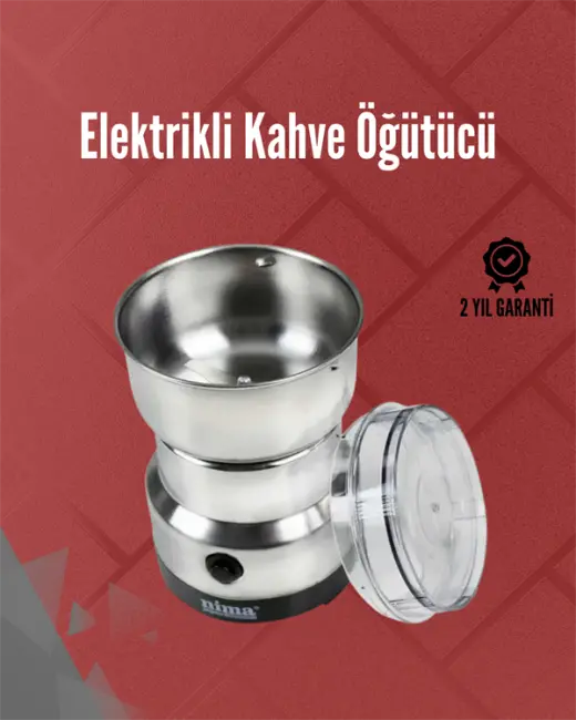 Paslanmaz Çelik Elektrikli Kahve Değirmeni | Sessiz Hızlı Çok Amaçlı Öğütücü (200W)