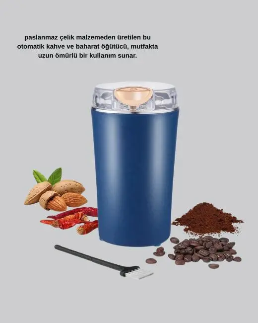 Elektrikli Kahve ve Baharat Öğütücü – Güçlü Motor Paslanmaz Çelik Gövde Kolay Temizlik
