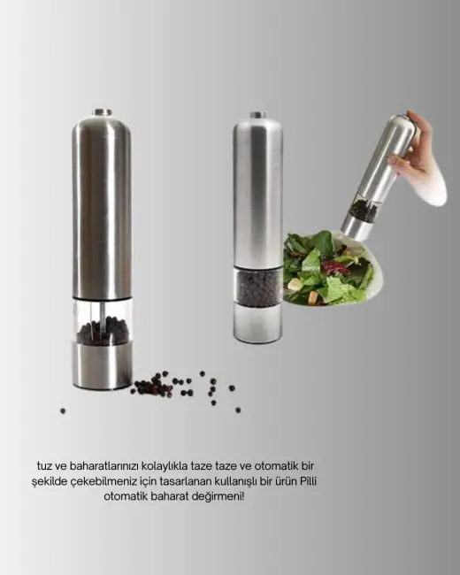 Tek Elle Kullanılan Otomatik Baharat Değirmeni Işıklı Sistem