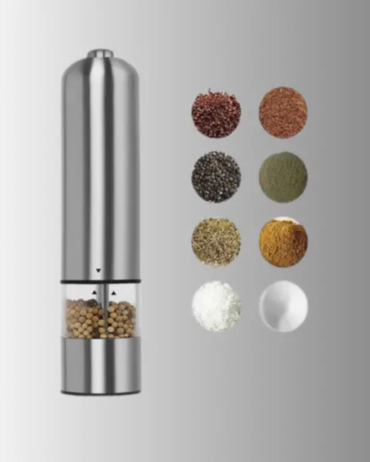 Pilli Otomatik Baharat Değirmeni Tek Tuşla Kolay Kullanım