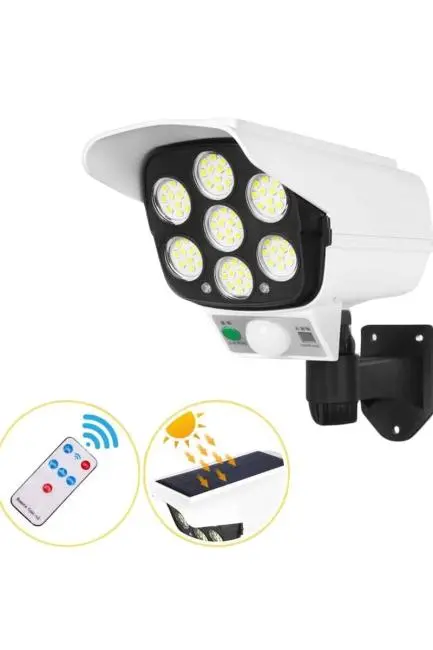 Solar Bahçe Aydınlatması Hareket Sensörlü Uzaktan Kumandalı Kamera Görünümlü
