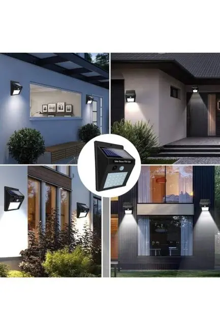 Güneş Enerjili Sensörlü Duvar Lambası Bahçe Lamba Suya Dayanıklı Bahçe Aydınlatma