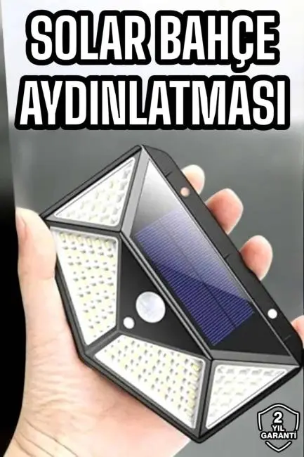 Güneş Enerjili Bahçe Aydınlatma Lambası Solar 100 Led Lamba