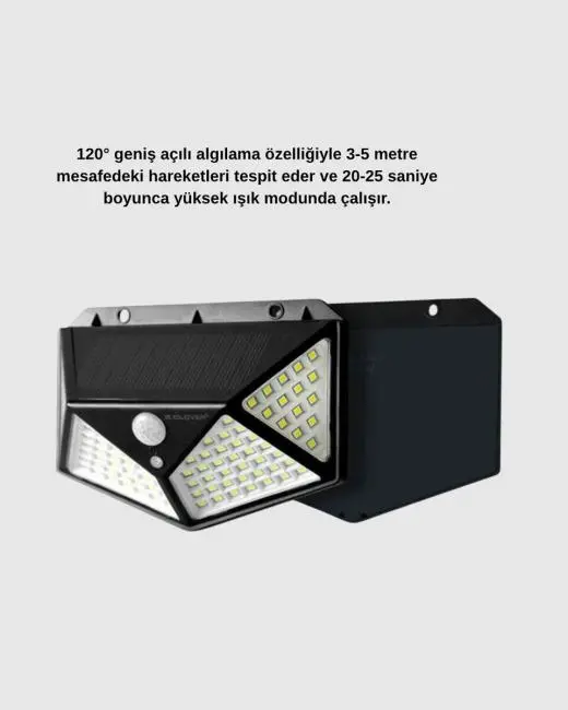 100 LED Güneş Enerjili Bahçe Lambası – PIR Sensörlü IP65 Su Geçirmez Dış Mekan Aydınlatma