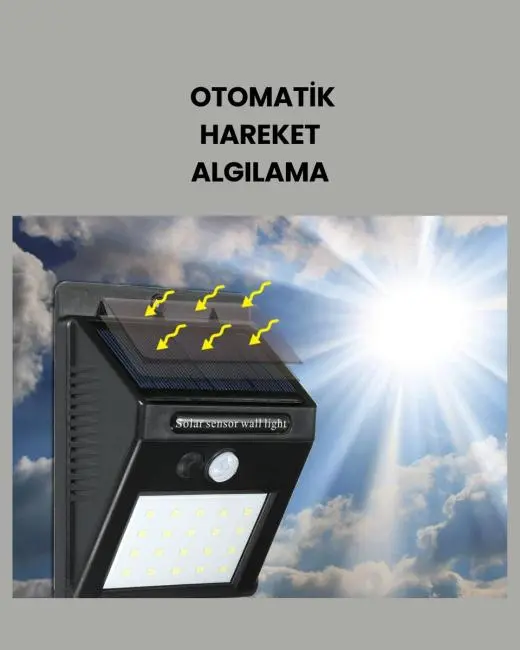 Montajlı Güneş Enerjili Duvar Tipi Aydınlatma – 8 Saat Çalışma Süresi