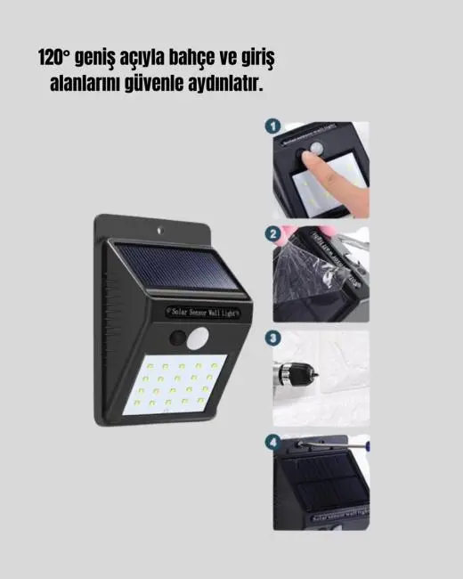 Hareket Algılamalı Solar LED Güvenlik Lambası