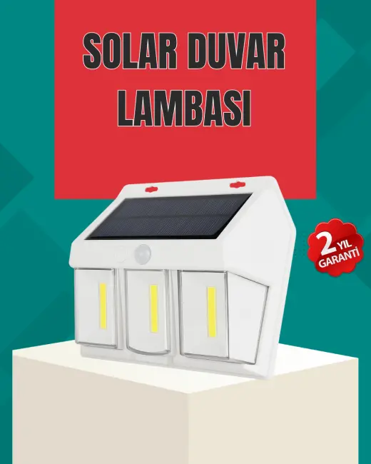 Dış Mekan Solar Duvar Lambası – 120° Hareket Algılama 3 Işık Modu