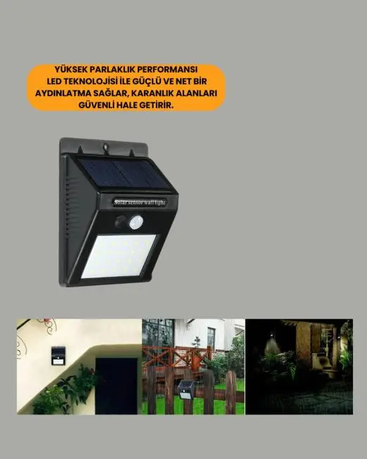 Solar Enerjiyle Çalışan IP65 Su Geçirmez 20 LED Duvar Lambası