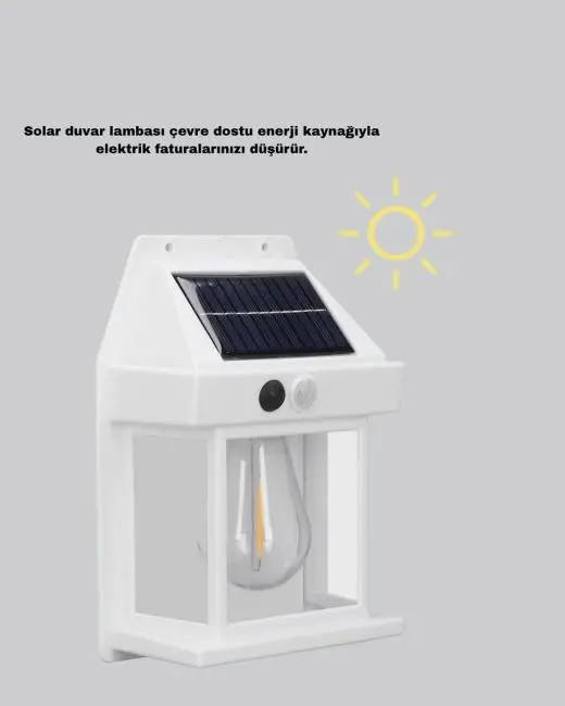 Üç Modlu Güneş Enerjili Duvar Lambası 1800mAh Bataryalı ve Hareket Sensörlü