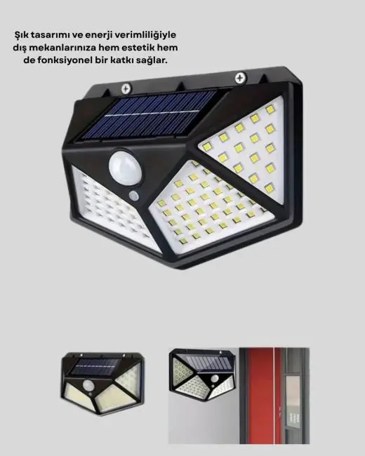 Güneş Enerjili Aydınlatma 100 LED Sensörlü Solar Dış Mekan Lamba