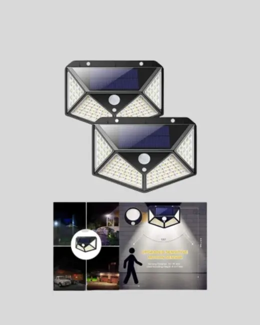 Solar Bahçe Lambası 100 LED Hareket Sensörlü Güneş Enerjili Aydınlatma