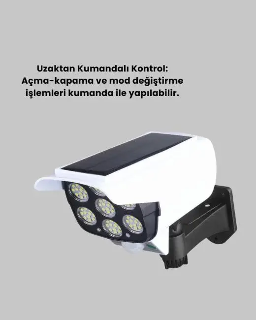 Kamera Görünümlü Solar LED Lamba Hareket Sensörlü Uzaktan Kumandalı Bahçe Duvar Aydınlatması