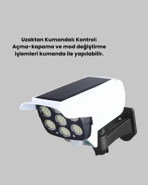 Uzaktan Kumandalı Güneş Enerjili LED Güvenlik Lambası Kamera Tipi Hareket Sensörlü