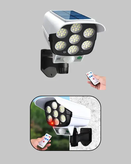 Uzaktan Kumandalı Güneş Enerjili LED Güvenlik Lambası Kamera Tipi Hareket Sensörlü