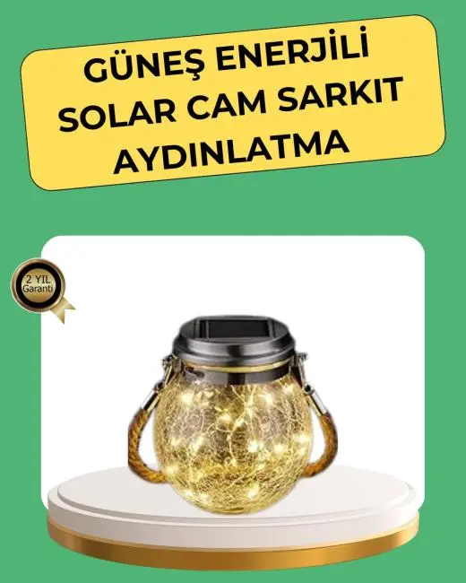 Solar Güneş Enerjili Dekoratif Cam Lamba