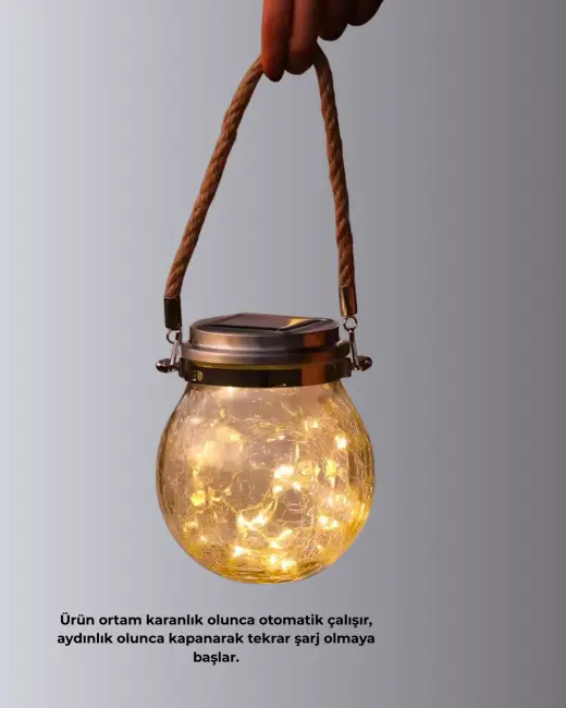 Güneş Enerjili Cam Sarkıt Bahçe Balkon Teras Aydınlatma 30 LED