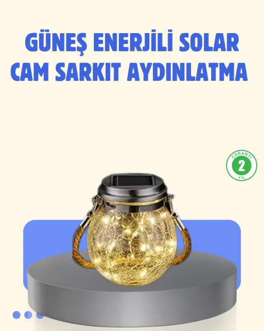 Güneş Enerjili Cam Sarkıt Bahçe Balkon Teras Aydınlatma 30 LED