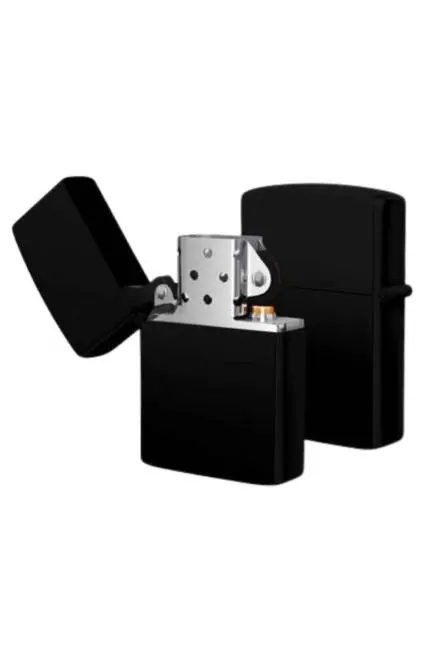 Çakmak Parlak Siyah Zippo Benzinli Çakmak Cep Boy Doldurulabilir