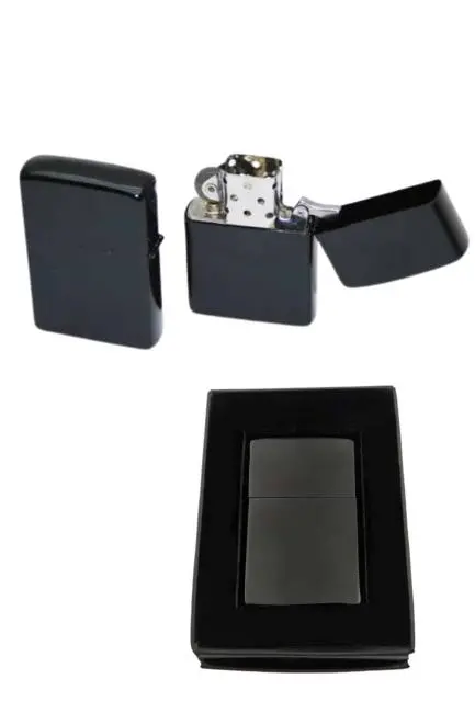 Çakmak Parlak Siyah Zippo Benzinli Çakmak Cep Boy Doldurulabilir