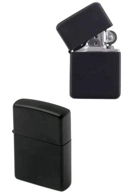 Doldurulabilir Siyah Benzinli Çakmak Metalik