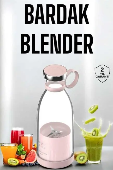 Bardak Blender Smoothie Meyve Sıkacağı Şarjlı Cam Taşınabilir