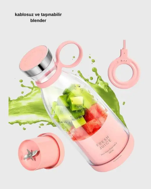 Kablosuz Taşınabilir Mini Blender – USB Şarjlı 1200mAh