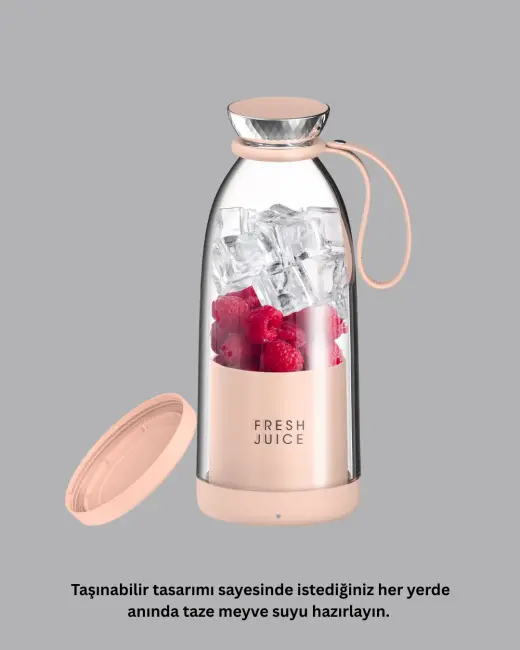 Pembe ve Beyaz Renk Seçenekli Mini Boy Meyve Sıkıcı