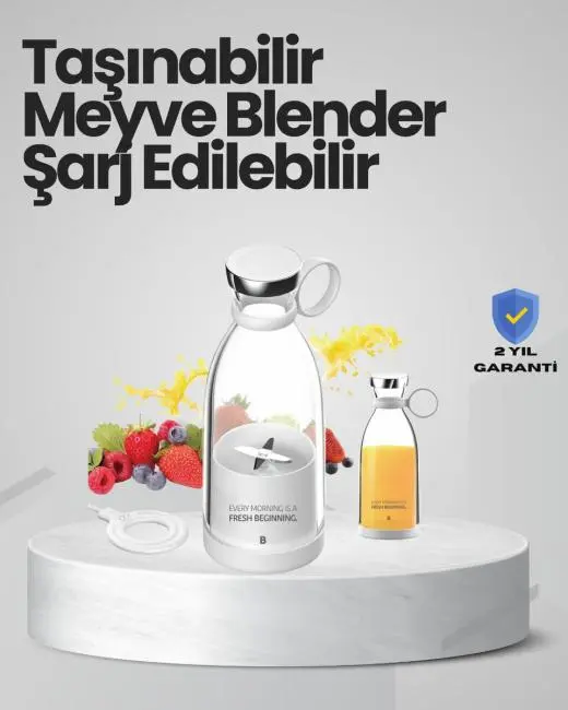 Pembe ve Beyaz Renk Seçenekli Mini Boy Meyve Sıkıcı