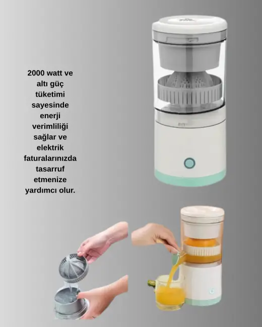 Taşınabilir Şarjlı Katı Meyve Sıkacağı – 45W Güç 18000 RPM Hız 400 mL Kapasite