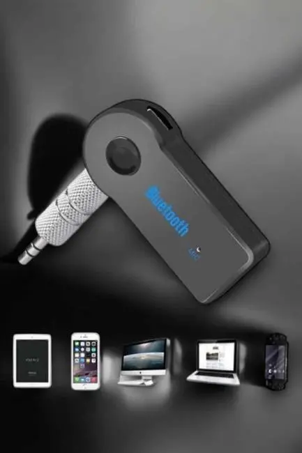 Kablosuz Bluetooth Aux Araç Kiti Siyah Hafıza Kartlı