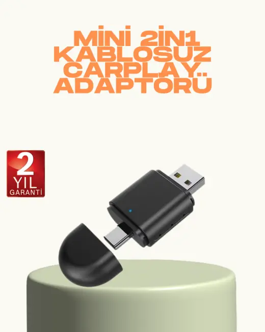Kablosuz CarPlay ve Android Auto Adaptörü – USB-A & Type-C Girişli Akıllı Dönüştürücü